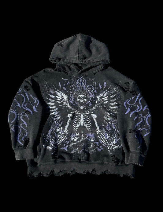Hell And Back acid wash oversized hoodie