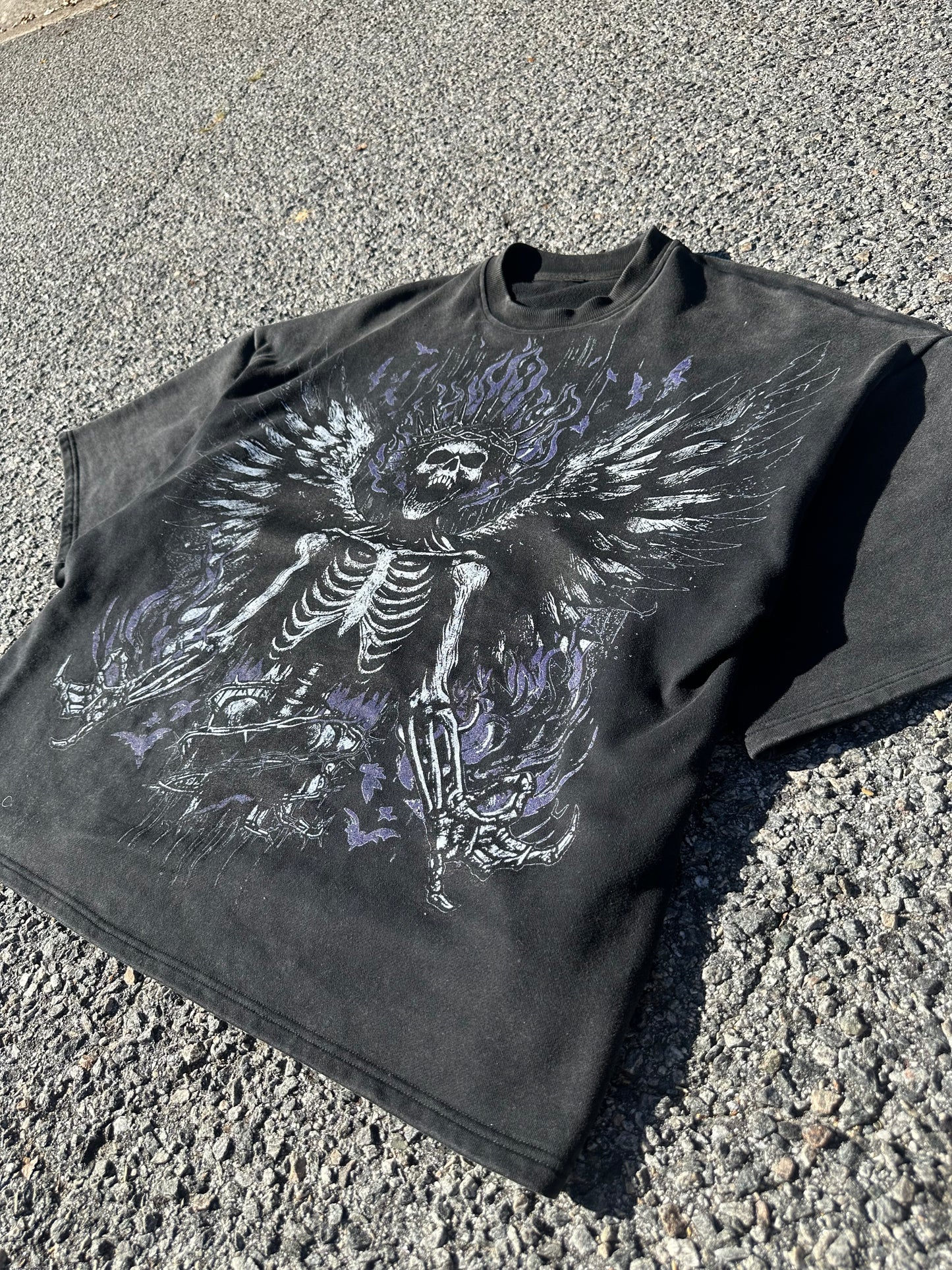 Hell And Back acid wash oversized tee